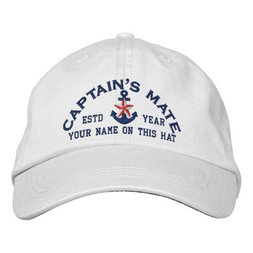 Personalized Your Name Year Captains Mate Star Embroidered Baseball Cap