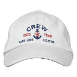 Personalized Your Name Year Crew Star Anchor Embroidered Baseball Hat at Zazzle