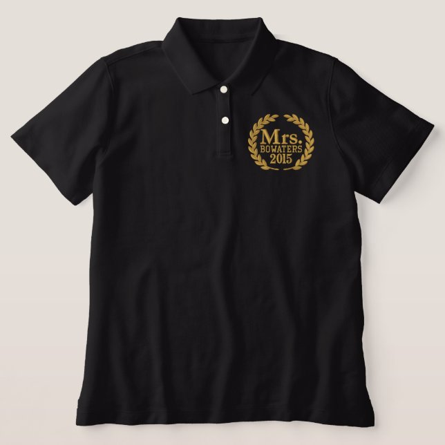 Personalized Your Name Year for Mrs. Embroidery Embroidered Polo Shirt (Design Front)