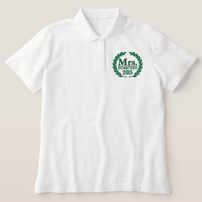 Personalized Your Name Year for Mrs. Embroidery Embroidered Polo Shirt (Design Front)