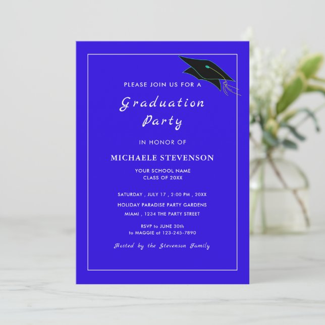 Personalized Your Own Design Blue Grad Invitation (Standing Front)