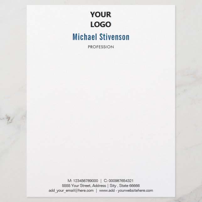 Personalized Your Own Design Logo Text Letterhead (Front)