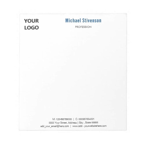 Personalized Your Own Design Text and Logo Notepad