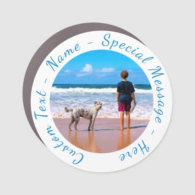 Personalized Your Pet Photo Car Magnet Custom Text (Front)
