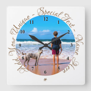 Personalized Your Pet Photo Clock and Custom Text