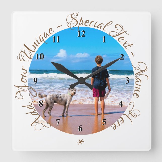 Personalized Your Pet Photo Clock and Custom Text (Front)
