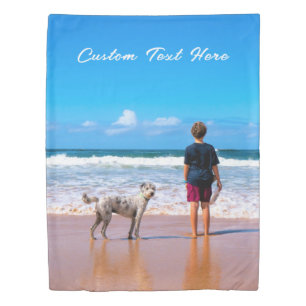 Personalized Your Pet Photo Duvet Cover with Text