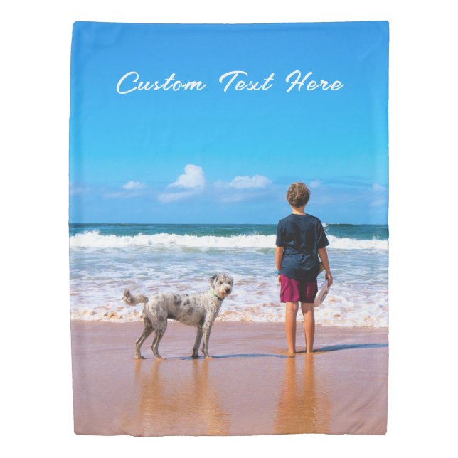Personalized Your Pet Photo Duvet Cover with Text (Front)