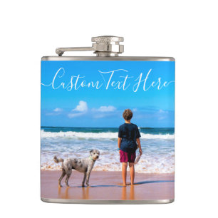 Personalized Your Pet Photo Flask Gift Custom Text