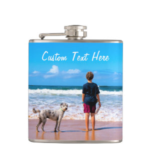 Personalized Your Pet Photo Flask Gift Custom Text