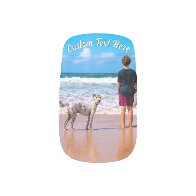 Personalized Your Pet Photo Nail Art Custom Text (Left Thumb)