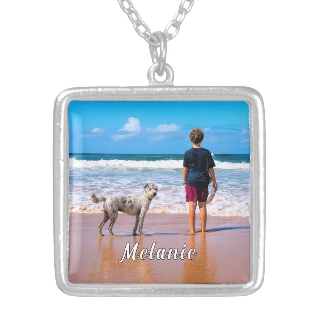 Personalized Your Pet Photo Necklace Custom Name (Front)