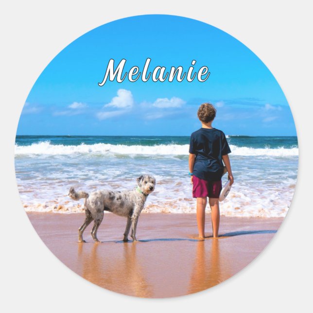 Personalized Your Pet Photo Sticker Custom Name (Front)
