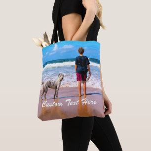 Personalized Your Pet Photo Tote Bag Custom Text