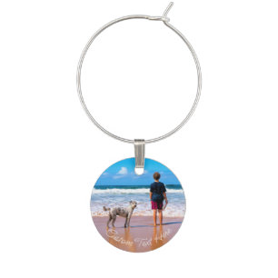 Personalized Your Pet Photo Wine Charm Custom Text