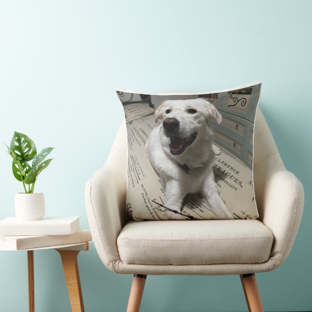Personalized Your Pet's Photo And Name "Home is.." Throw Pillow (Chair)