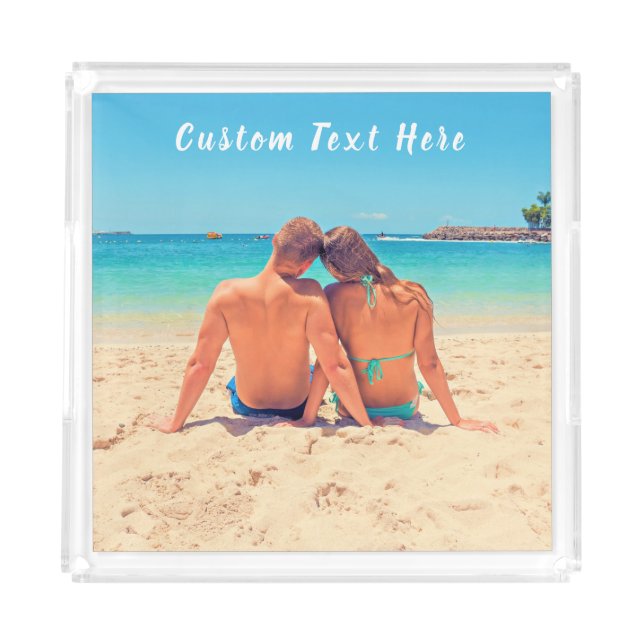 Personalized Your Photo Acrylic Tray Custom Text (Front)
