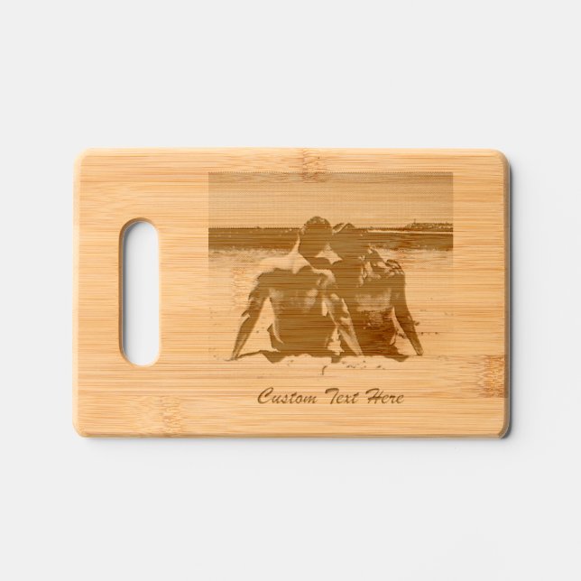 Personalized Your Photo and Custom Text Example Engraved Cutting Board (Front)