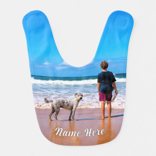 Personalized Your Photo Baby Bib with Custom Name (Front)