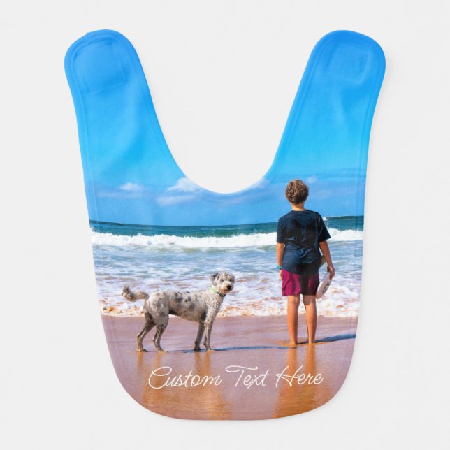 Personalized Your Photo Baby Bib with Custom Text (Front)