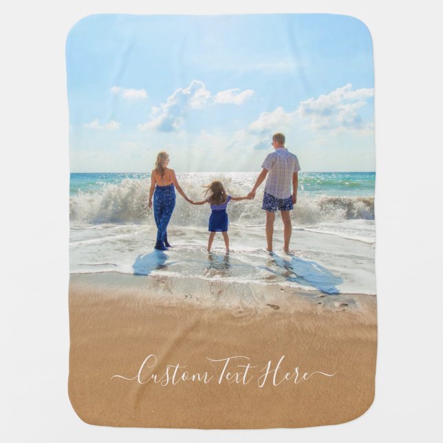 Personalized Your Photo Baby Blanket Custom Text (Front)