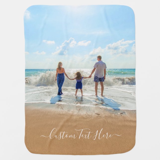 Personalized Your Photo Baby Blanket Custom Text (Front)