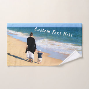 Personalized Your Photo Bath Towel Set Custom Text
