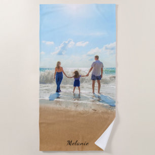 Personalized Your Photo Beach Towel Custom Name