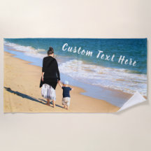Personalized Your Photo Beach Towel Custom Text