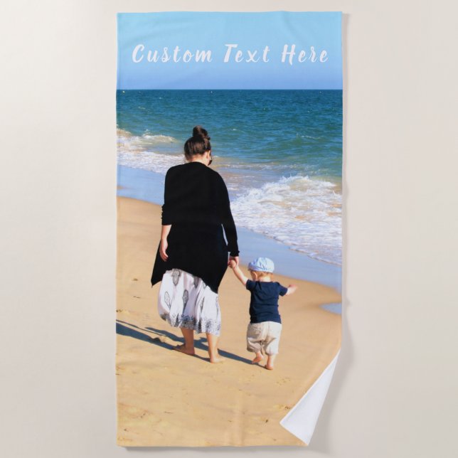 Personalized Your Photo Beach Towel Custom Text (Front)