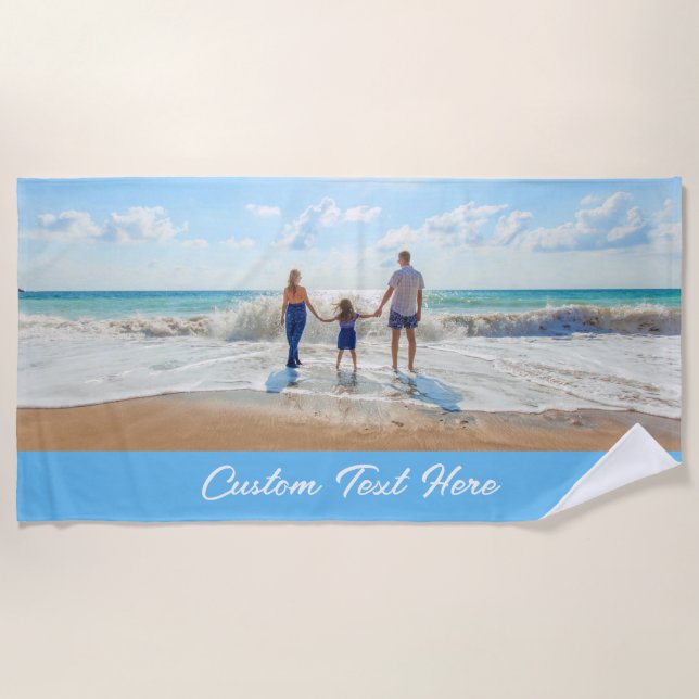 Personalized Your Photo Beach Towel Custom Text (Front)
