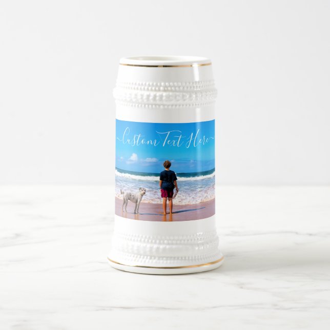 Personalized Your Photo Beer Stein and Custom Text (Center)