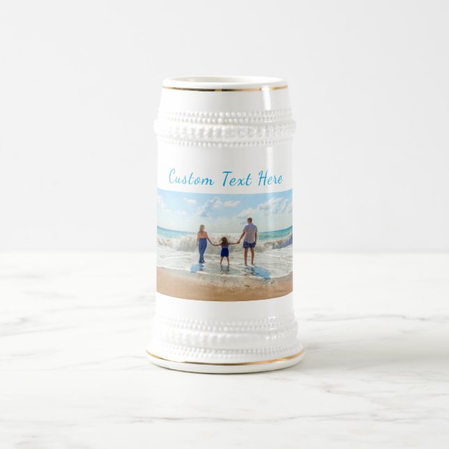 Personalized Your Photo Beer Stein and Custom Text (Center)