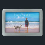 Personalized Your Photo Belt Buckle Custom Text<br><div class="desc">Custom Photo and Text Belt Buckles - Make Your Own Design with Pet - Dog / Cat - Personalized Family / Friends / Pets or Personal Bel Buckle Gift - Add Your Photo and Text / Name - Resize and move or remove and add elements / text with Customization tool...</div>