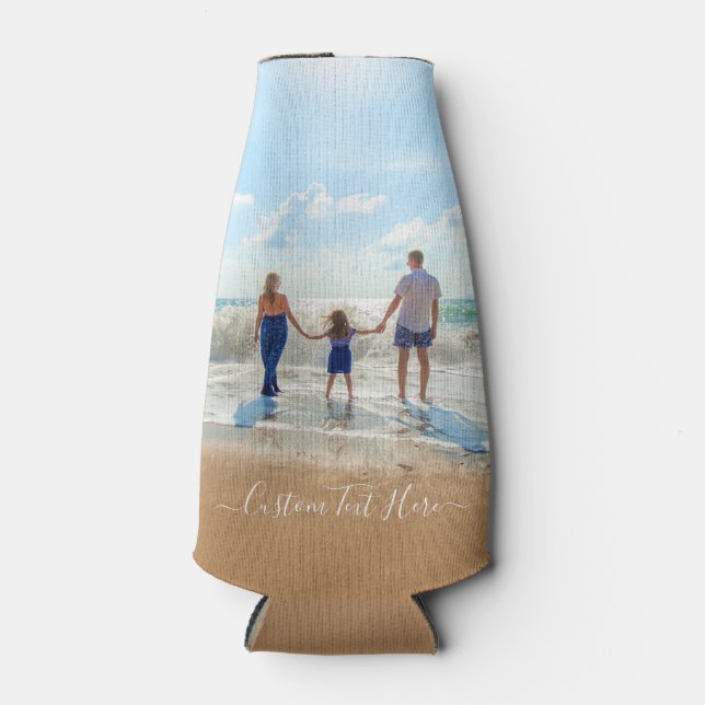Personalized Your Photo Bottle Cooler Custom Text (Front)