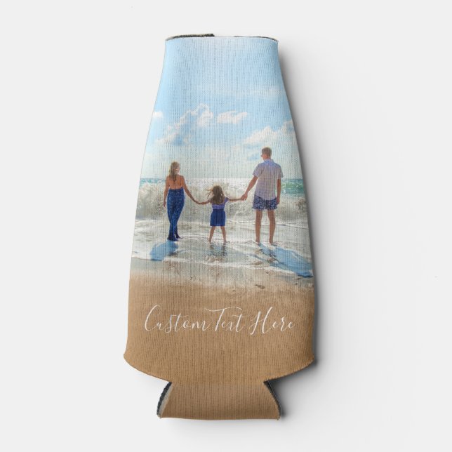 Personalized Your Photo Bottle Cooler Custom Text (Front)