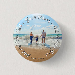Personalized Your Photo Button Gift Custom Text