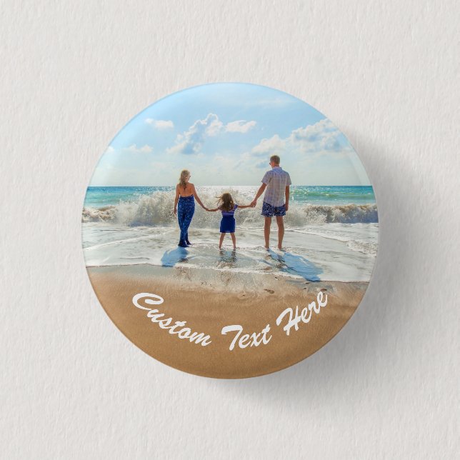 Personalized Your Photo Button Gift Custom Text (Front)