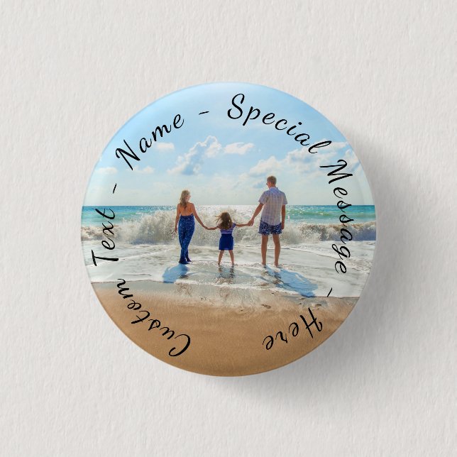 Personalized Your Photo Button Gift Custom Text (Front)