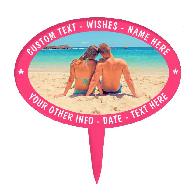 Personalized Your Photo Cake Topper Custom Text (Front)