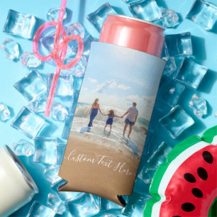 Personalized Your Photo Can Cooler and Custom Text
