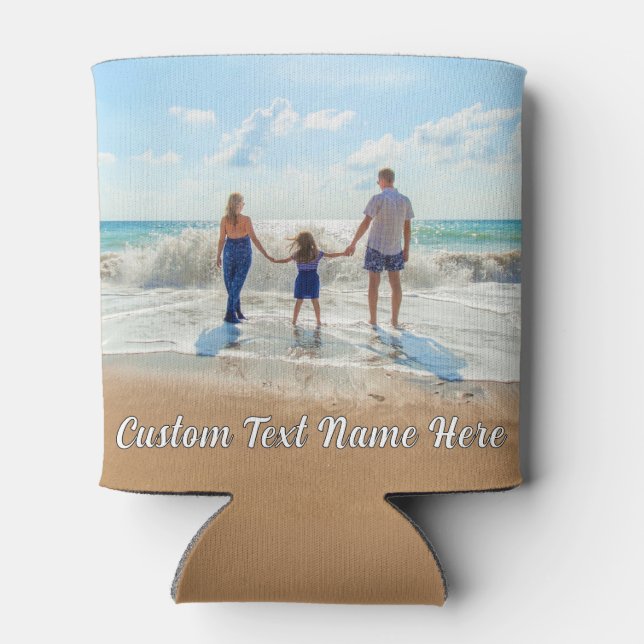 Personalized Your Photo Can Cooler and Custom Text (Back)