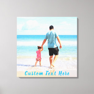 Personalized Your Photo Canvas Print Custom Text
