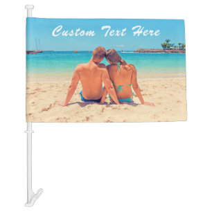 personalized Your Photo Car Flag Custom Text Name