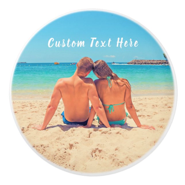 Personalized Your Photo Ceramic Knob Custom Text (Front)