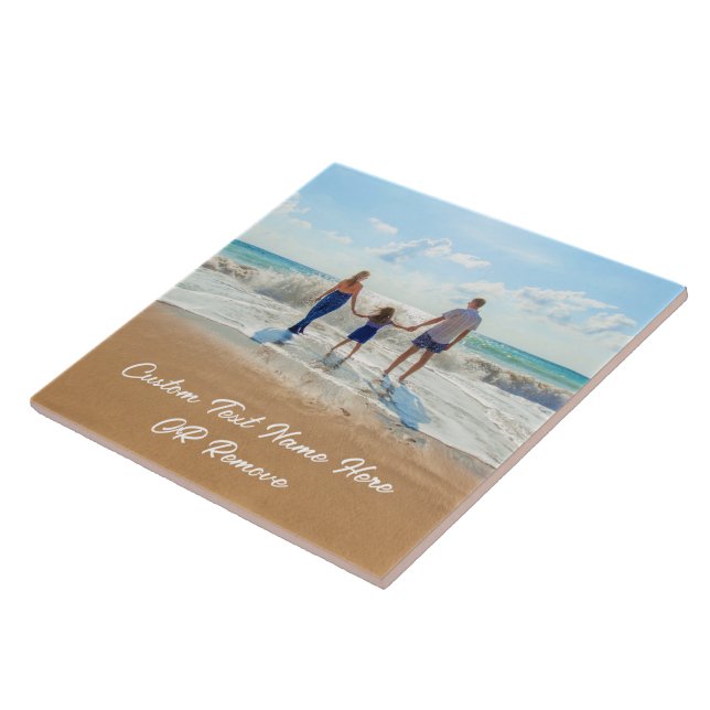 Personalized Your Photo Ceramic Tile Custom Text (Side)