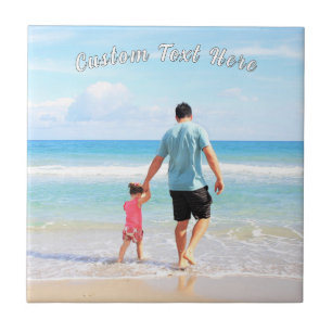 Personalized Your Photo Ceramic Tile Custom Text