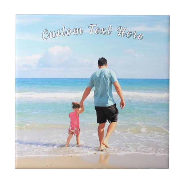Personalized Your Photo Ceramic Tile Custom Text (Front)
