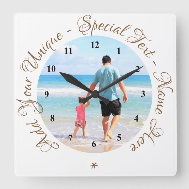 Personalized Your Photo Clock with Custom Text (Front)