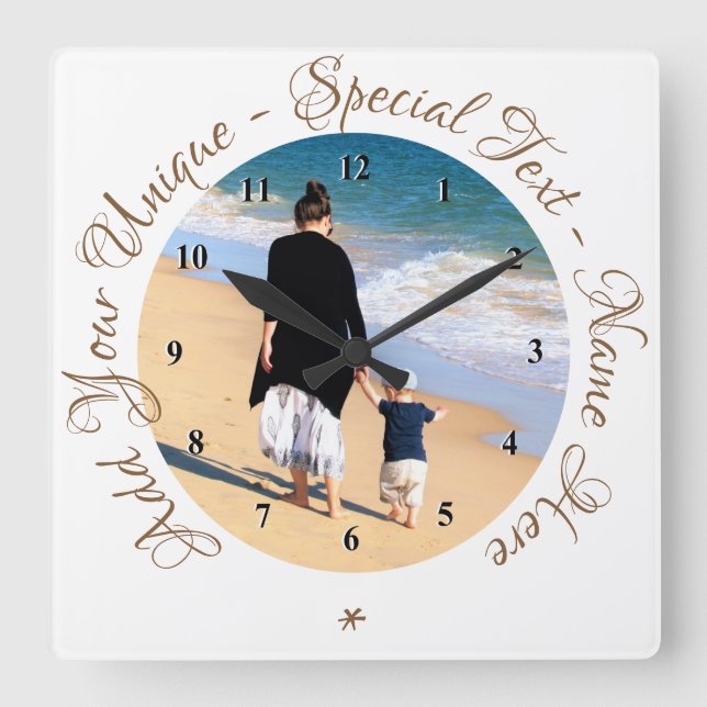 Personalized Your Photo Clock with Custom Text (Front)